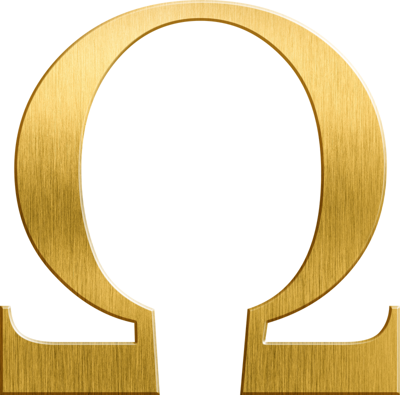 Golden Ω Omega Symbol